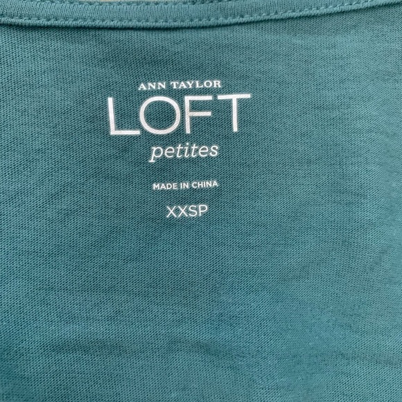 Loft tank top, size XXS, emerald green, with ruffles. - Picture 2 of 4